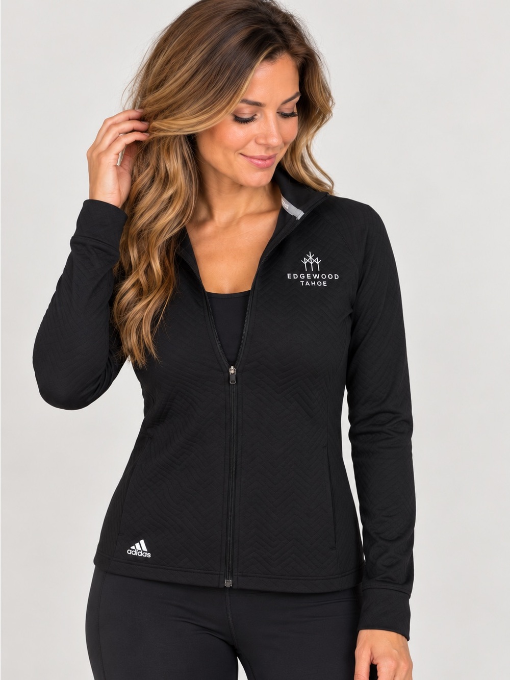 Adidas Womens Black Quilted Zip Up Jacket Edgewood Tahoe XS Athletic